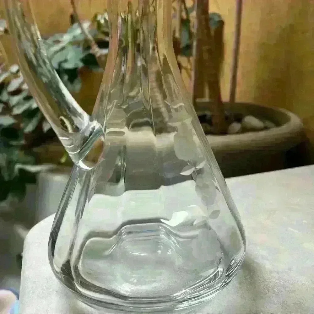 Colony Romania Floral Etched Crystal Glass Decanter 13”
